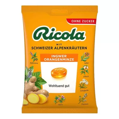 Ricola sachet de bonbons gingembre-orange-menthe sans sucre, 75 g