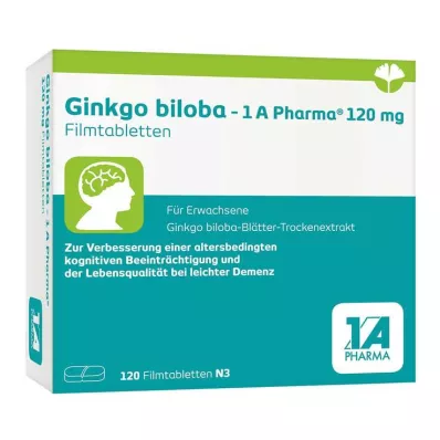 Ginkgo biloba - 1 A Pharma® 120 mg comprimés pelliculés, 120 pc Ginkgo biloba - 1 A Pharma® 120 mg comprimés pelliculés, 120 pc