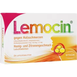 LEMOCIN Lutte contre les maux de gorge Miel et Citron, 24 pces