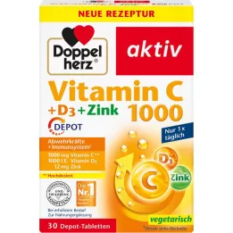 DOPPELHERZ Comprimés à libération prolongée de vitamine C 1000+D3+zinc, 30 comprimés