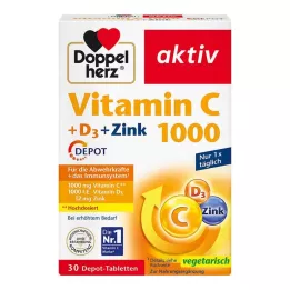 DOPPELHERZ Comprimés à libération prolongée de vitamine C 1000+D3+zinc, 30 comprimés