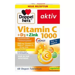 DOPPELHERZ Vitamine C 1000+D3+Zinc en comprimés à libération prolongée, 60 comprimés