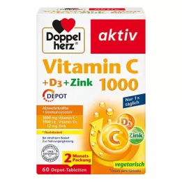 DOPPELHERZ Vitamine C 1000+D3+Zinc en comprimés à libération prolongée, 60 comprimés