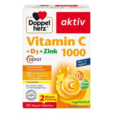 Doppelherz Vitamine C1000 + D3 + Comprimés Zinc Depot (60 pièces)