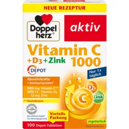 DOPPELHERZ Vitamine C 1000+D3+Zinc en comprimés à libération prolongée, 100 pc