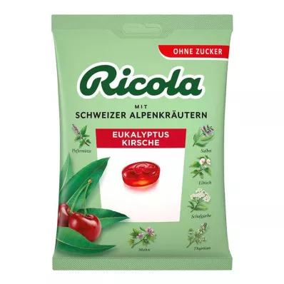 Ricola sachet de bonbons cerises eucalyptus sans sucre, 75 g