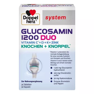 Doppelherz Glucosamine 1200 Duo système pack combiné, 60 pièces Doppelherz Glucosamine 1200 Duo système pack combiné, 60 pièces
