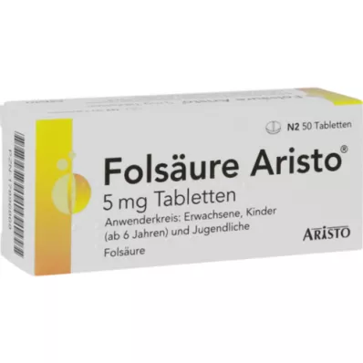 FOLSÄURE ARISTO 5 mg comprimés, 50 pcs