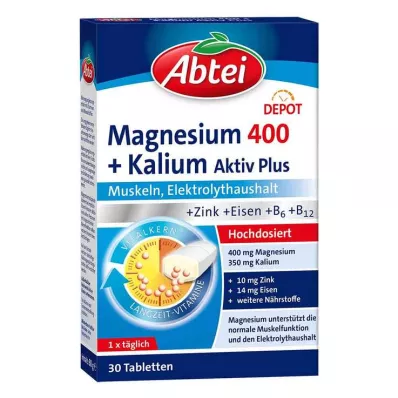 Abbey Magnésium 400 + Comprimés de potassium, 30 pc Abbey Magnésium 400 + Comprimés de potassium, 30 pc