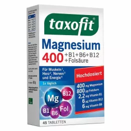 TAXOFIT Magnésium 400+B1+B6+B12+Acide folique en comprimés, 45 comprimés