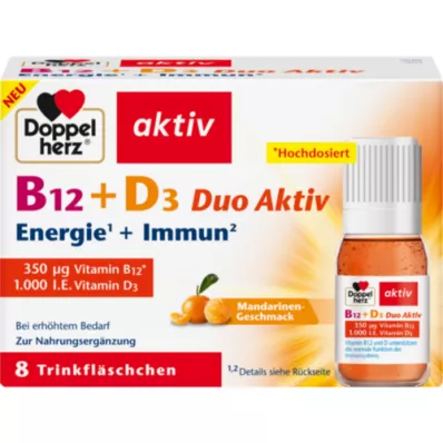 DOPPELHERZ Ampoules buvables B12+D3 Duo Aktiv, 8 pièces