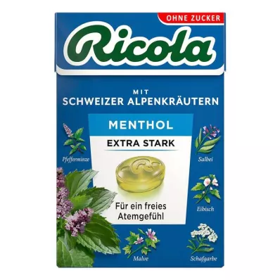Ricola sans sucre boîte menthol bonbons extra forts, 50 g
