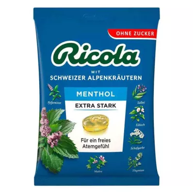 Ricola sachet de bonbons mentholés extra forts sans sucre, 75 g