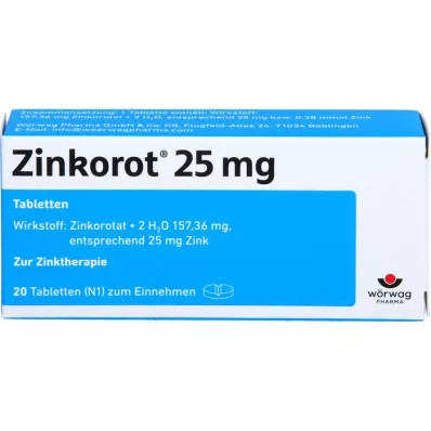 ZINKOROT 25 mg comprimés, 20 pcs