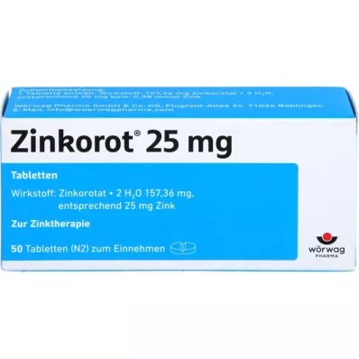 ZINKOROT 25 mg comprimés, 50 pcs