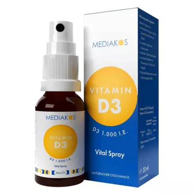 Vitamine D3 1000 UI Mediakos Spray Vital, 20 ml