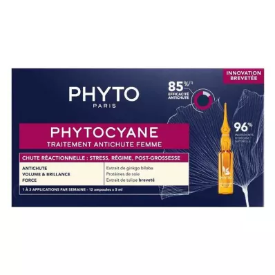 Traitement Phytocyane pour les femmes en perte de cheveux réactionnelle, 12X5 ml