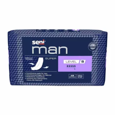 Seni® Man Incontinence Pad Super Niveau 5, 15 pc Seni® Man Incontinence Pad Super Niveau 5, 15 pc