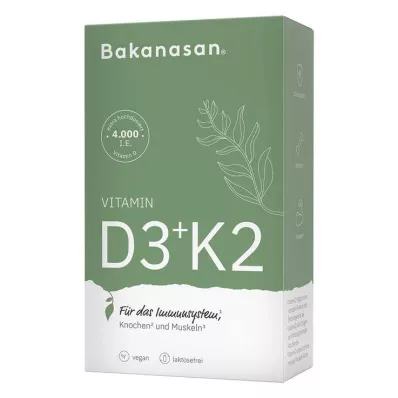 BAKANASAN Gélules de vitamine D3+K2, 60 gélules