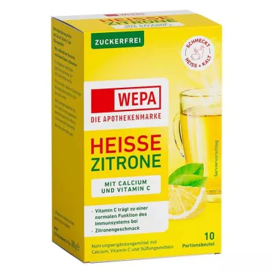 Wepa citron chaud + vitamine C + calcium en poudre sans sucre, 10X10 g