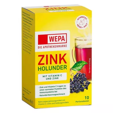 WEPA Poudre de Zinc Sureau+Vit.C+Zinc sans sucre, 10X10 g