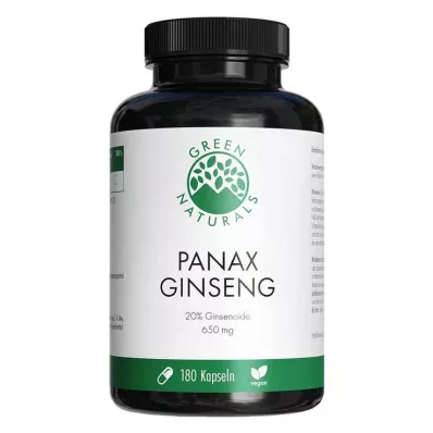 GREEN NATURALS Panax ginseng hautement dosé, gélules végétaliennes, 180 gélules