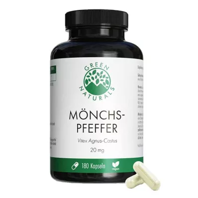 Green Naturals Poivre des moines 20 mg gélules à haute dose, 180 pièces