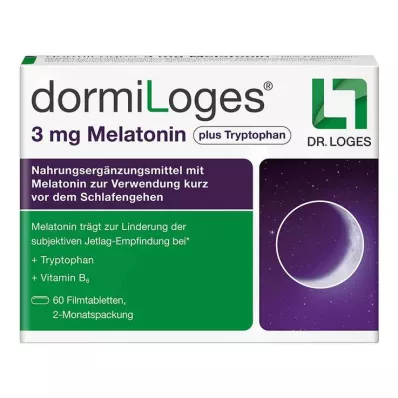 Dormiloges 3 mg mélatonine plus comprimés pelliculés de tryptophane, 60 pc